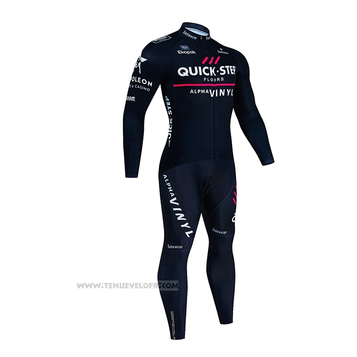 2023 Maillot Cyclisme Deceuninck Quick Step Noir Manches Longues et Cuissard